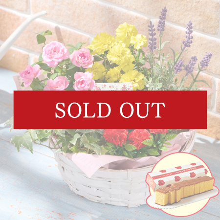 花あふれるカラフルバスケット＋長崎カステラセット