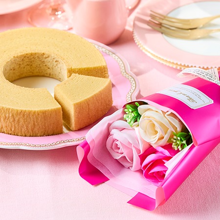 ソープフラワーブーケ＋バウムクーヘンセット