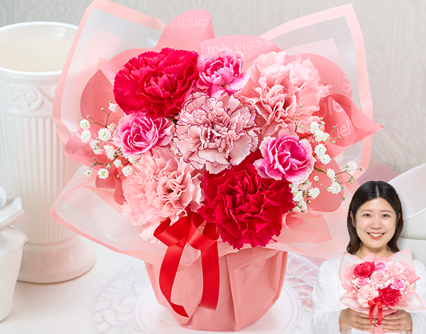 そのまま飾れるカラーブーケ ピンク