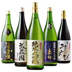 日本酒・焼酎ランキング19位特割！５酒蔵の純米大吟醸飲みくらべ一升瓶５本組