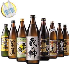 日本酒・焼酎ランキング17位鹿児島・宮崎８酒蔵の受賞芋焼酎飲みくらべ８本組　炭酸水付