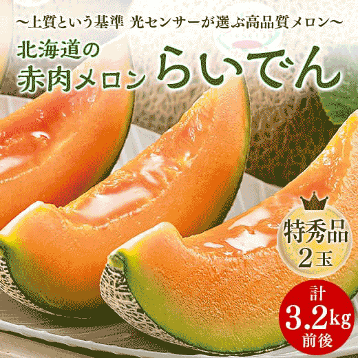 北海道赤肉メロンらいでんプレミアム2玉【特秀品】