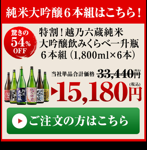 越乃純米大吟醸６本組はこちら