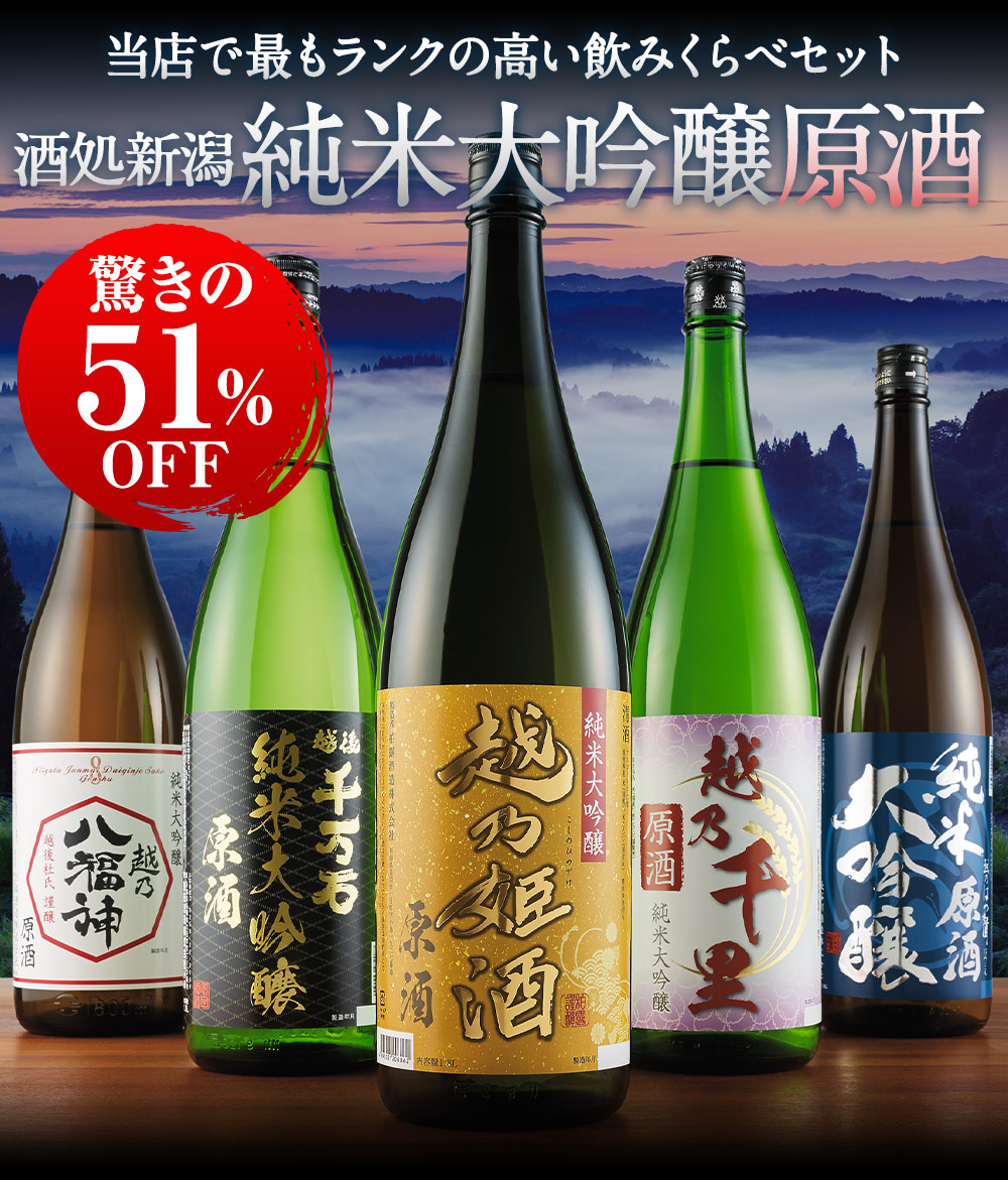 特割！越乃五蔵純米大吟醸原酒飲みくらべ一升瓶５本組