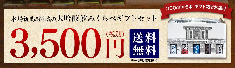 新潟地酒だけを集めた贅沢本場新潟5酒蔵の大吟醸飲みくらべギフトセット