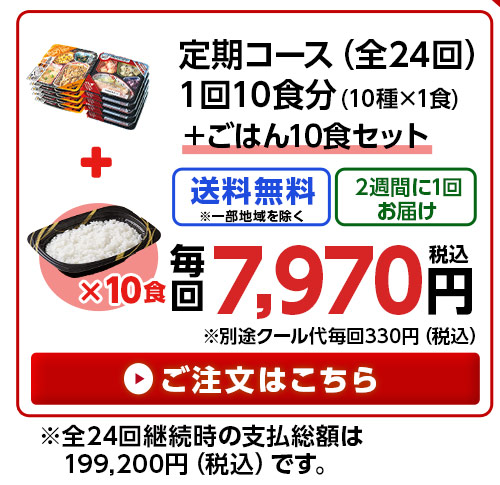 お肉好きの為のまんぞく御膳10食とごはん10食