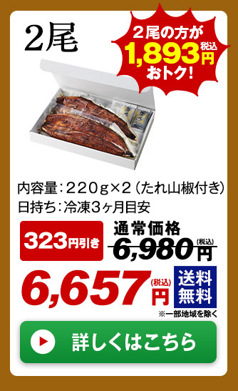 メガ!超特大!鹿児島県産うなぎ蒲焼き 2尾