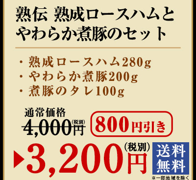 熟伝　熟成ロースハムとやわらか煮豚のセット