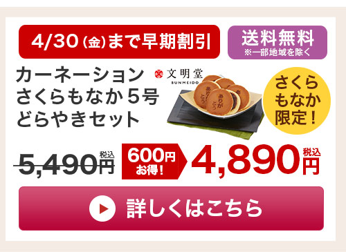 さくらもなか限定！カーネーションさくらもなか5号 どらやきセットはこちら