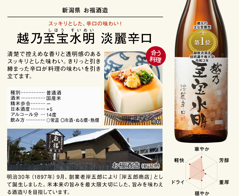 越乃至宝水明 淡麗辛口