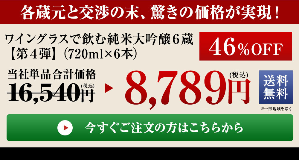 ワイングラスで飲む純米大吟醸６蔵