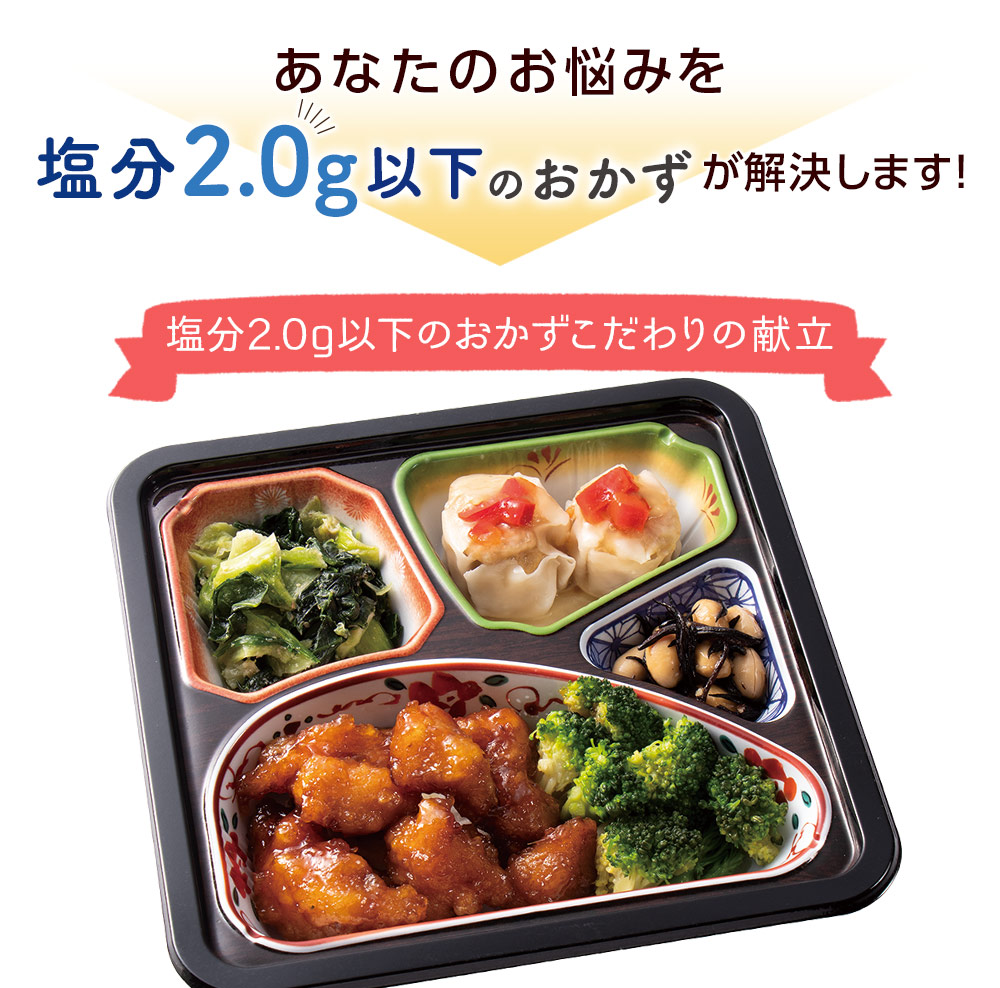 あなたのお悩みを塩分2.1g以下のおかずが解決します！