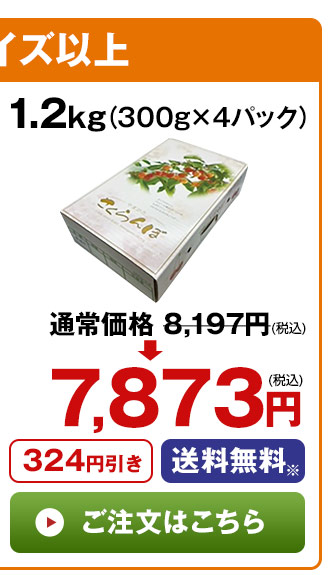 さくらんぼ職人の佐藤錦　秀品Lサイズ以上 1.2kg