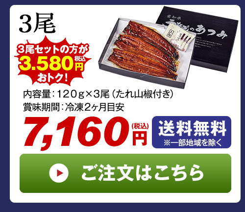 父の日 うなぎ蒲焼き3尾