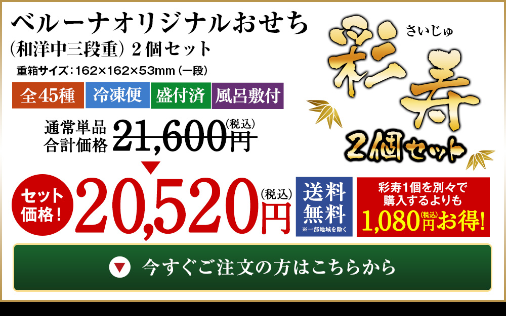 ベルーナオリジナルおせち彩寿（和洋中三段重）