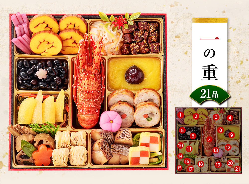 おせち絆 一の重のお品書き