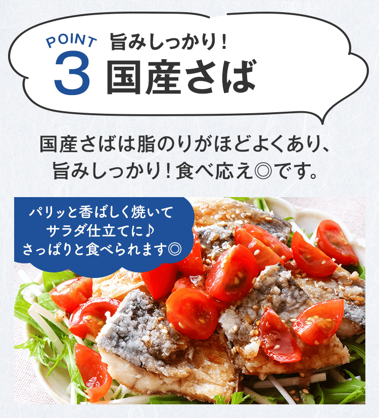 ポイント3　国産さば