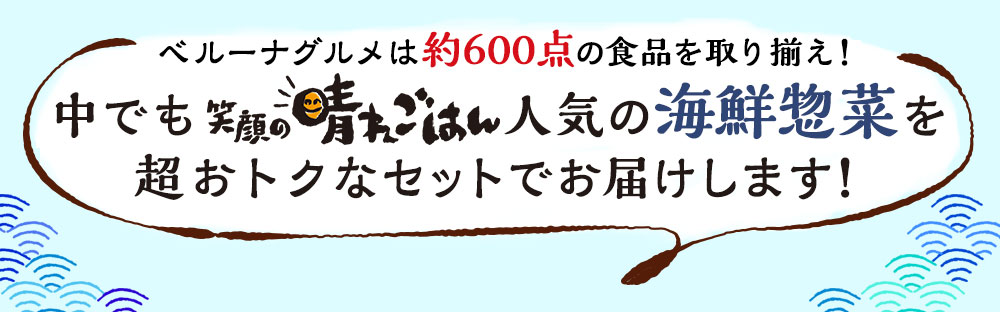 笑顔の晴れごはん人気の海鮮総菜5商品を超おトクなセットでお届けします！
