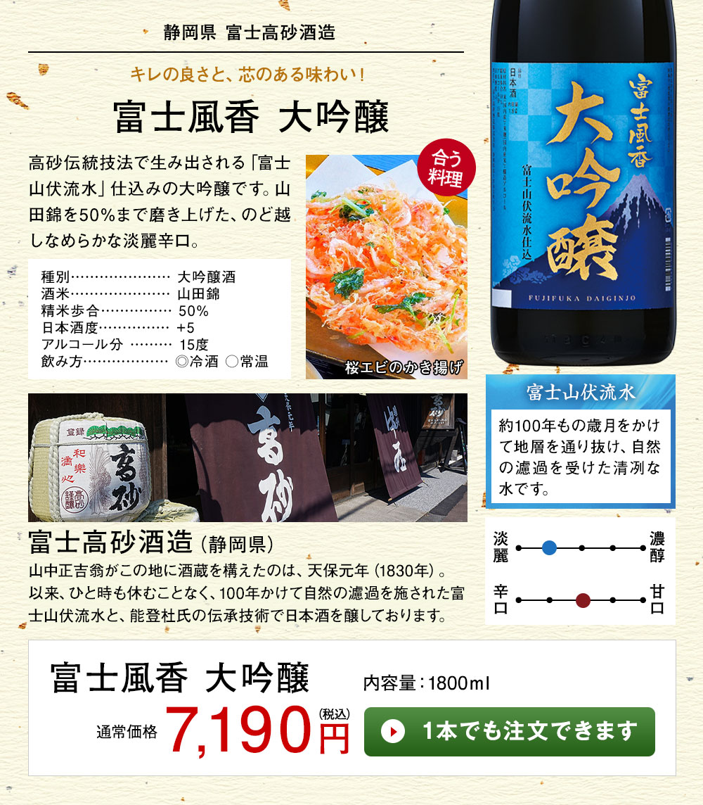 谷櫻 大吟醸 1本でも注文できます