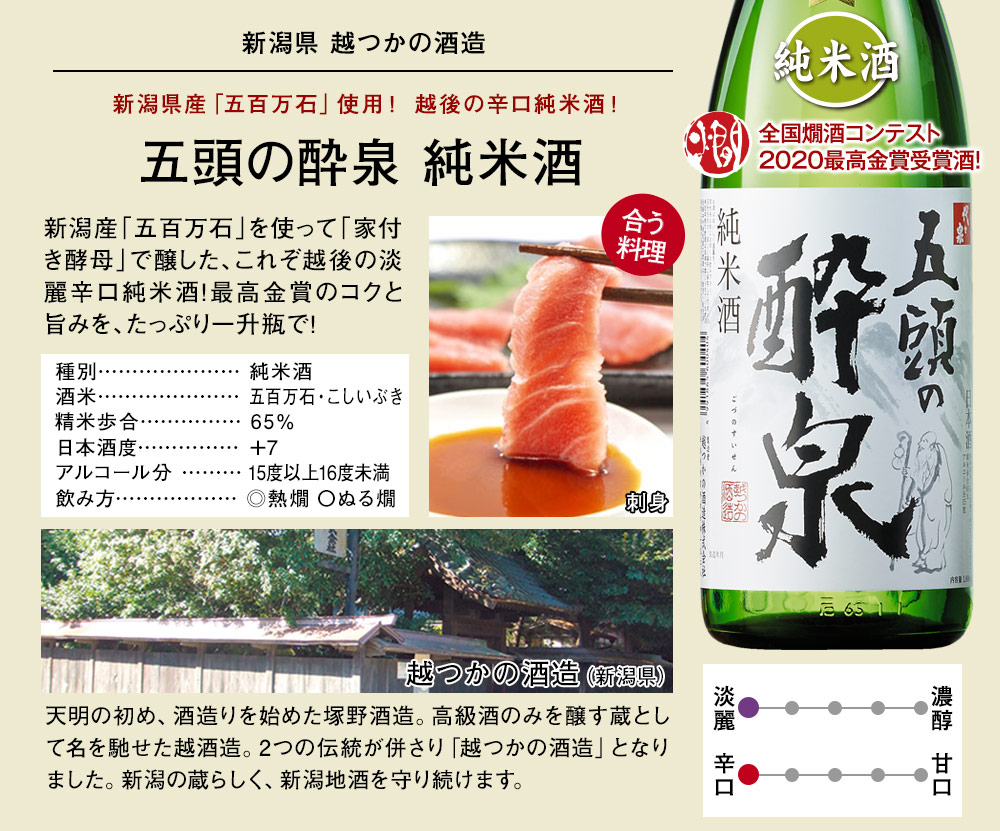 五頭の酔泉 純米酒