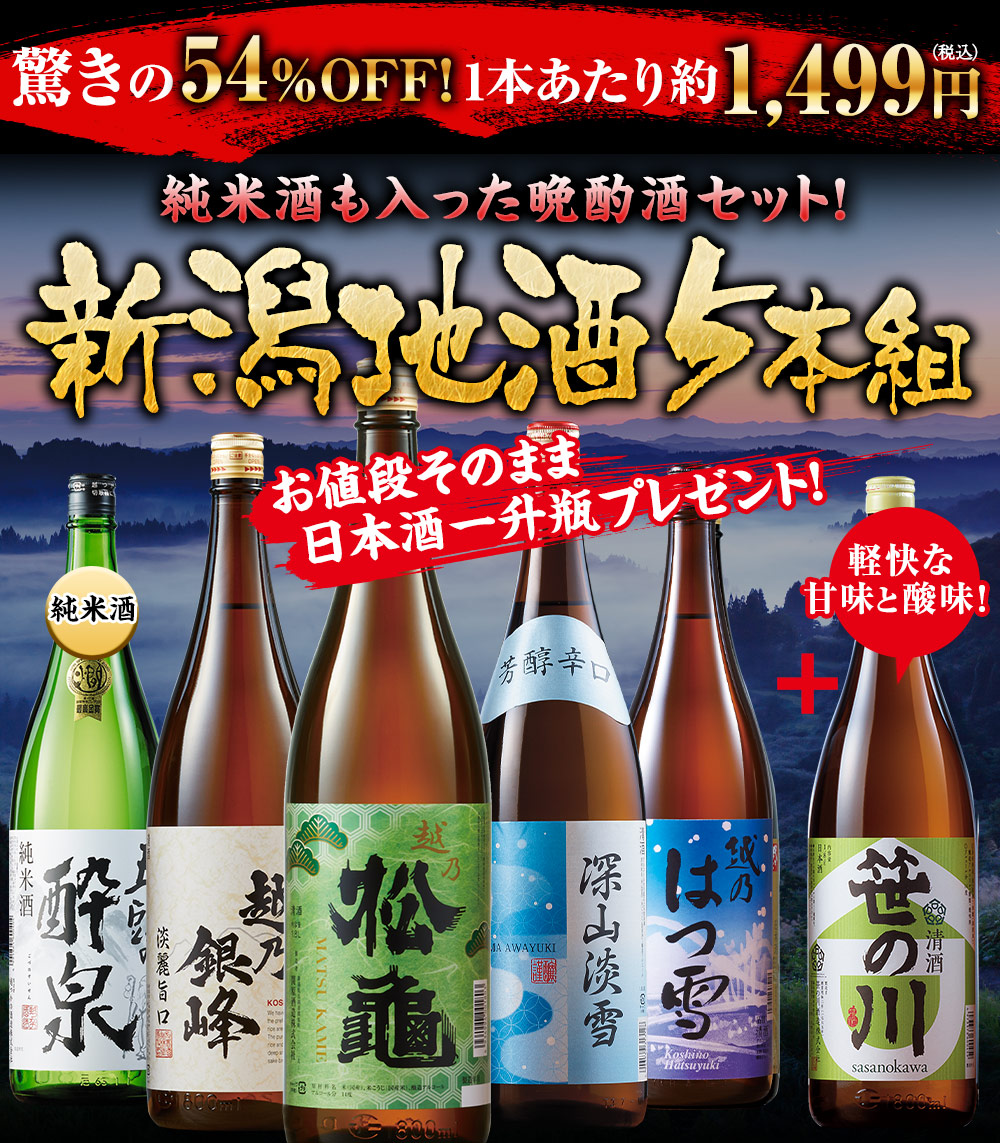 純米酒入り！新潟地酒　５本組＋１本増量セット＜第３弾＞