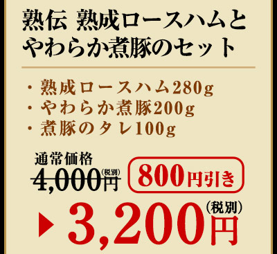 熟伝　熟成ロースハムとやわらか煮豚のセット