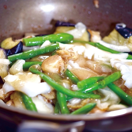 帆立とイカの塩だれ炒め