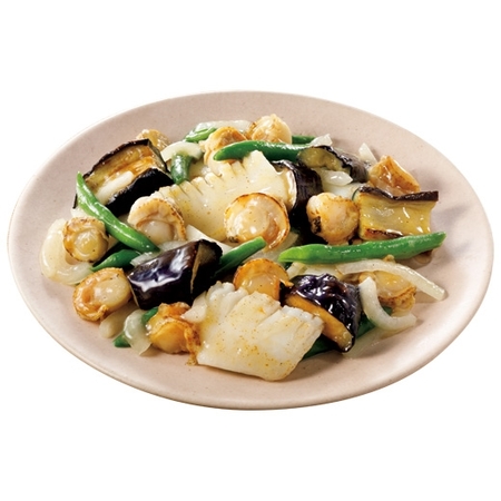 帆立とイカの塩だれ炒め