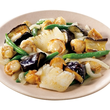 帆立とイカの塩だれ炒め