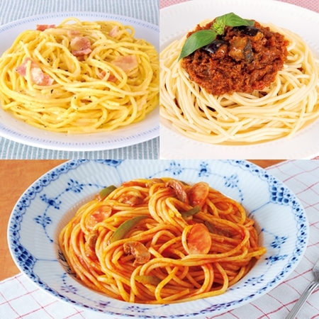 レンジでスパゲッティトリオ