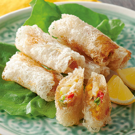 海老とパプリカの網春巻