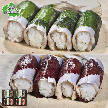宮野浦の青しそ寿司と赤しそ寿司