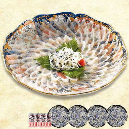 ≪お歳暮ギフト≫とらふぐ刺身盛り大皿４皿セット