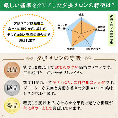 夕張メロン１玉（２ｋｇ前後）　秀品　６月下旬ー７月中旬お届け