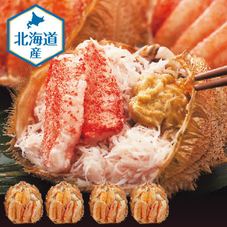 北海道産毛ガニの甲羅盛　４個【お届け期間指定可】