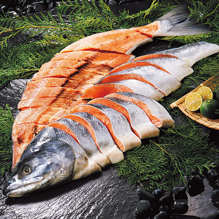 礼文・利尻島沖　熟成新巻鮭　半身１．２ｋｇ【お届け期間指定可】