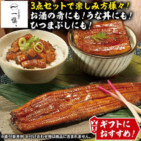 うなぎ割烹一愼　うなぎ蒲焼　お楽しみ３点セット【通常お届け】