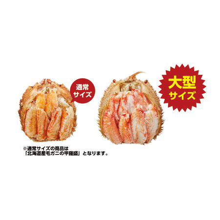 特大！北海道産毛ガニ甲羅盛　２個【お届け期間指定可】