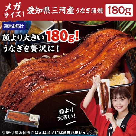 メガサイズ！愛知県三河産うなぎ蒲焼　１８０ｇ　１尾【１０日前後お届け】