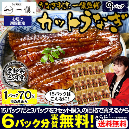 うなぎ割烹一愼監修　カットうなぎ　９パック【お届け期間指定可】