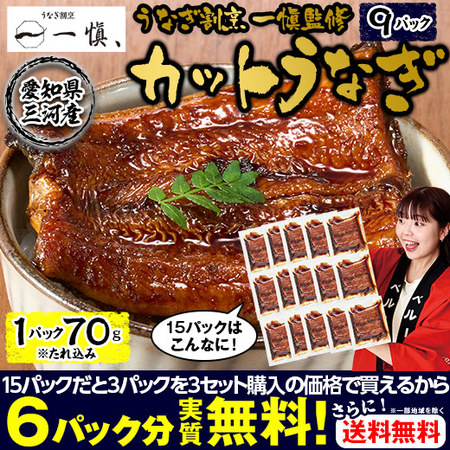うなぎ割烹一愼監修　カットうなぎ　９パック【１０日前後お届け】