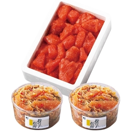 博多の味辛子明太子切れ子（１ｋｇ）と数の子松前折れ子（２ｋｇ）セット
