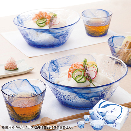 ≪超早割★２００円お得！お中元ギフト≫流蒼（りゅうそう）そうめん鉢３客セット　６月中旬よりお届け