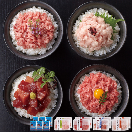 ≪早割★３２４円引き！お中元ギフト≫築地ホクエイ　まぐろ屋の天然まぐろ４種食べ比べ