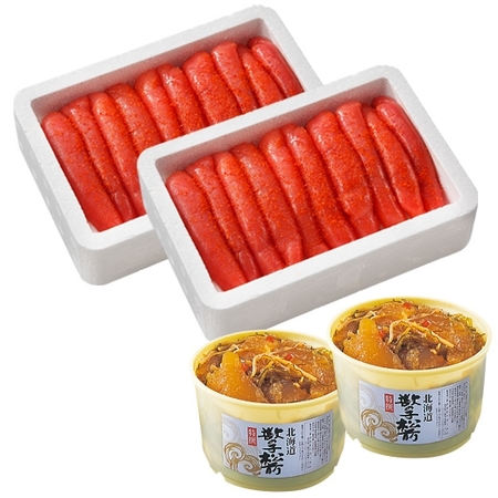 ≪お中元ギフト≫博多の味辛子明太子と数の子松前セット（一本物）計２．２ｋｇ