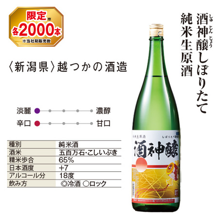 酒神醸しぼりたて　純米生原酒　１２月上旬より順次発送