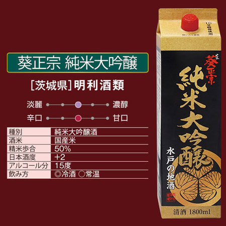 葵正宗　純米大吟醸１．８Ｌパック