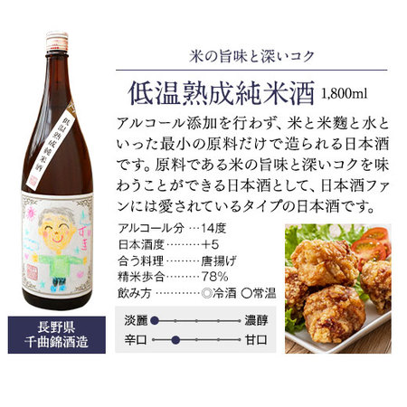 【父の日お届け】オリジナル手書きラベル 日本酒 低温熟成純米酒