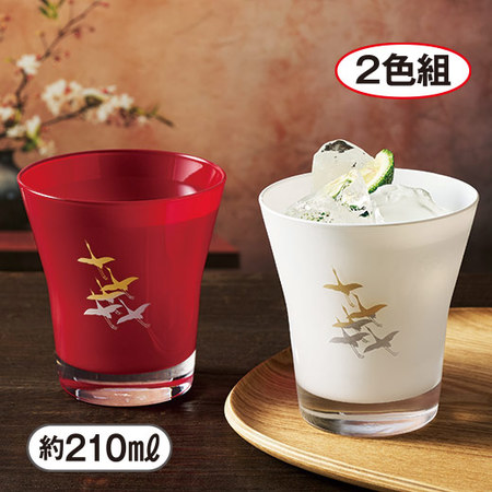 紀州塗　千羽鶴蒔絵グラス2色組