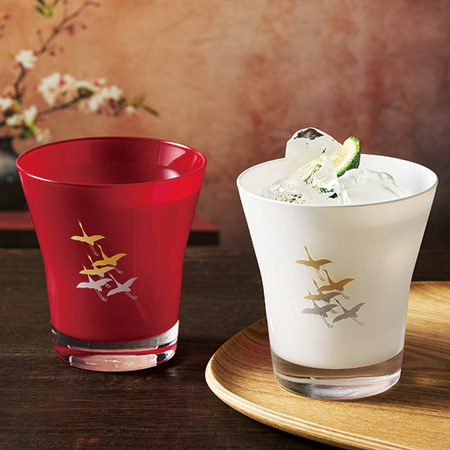 紀州塗　千羽鶴蒔絵グラス2色組